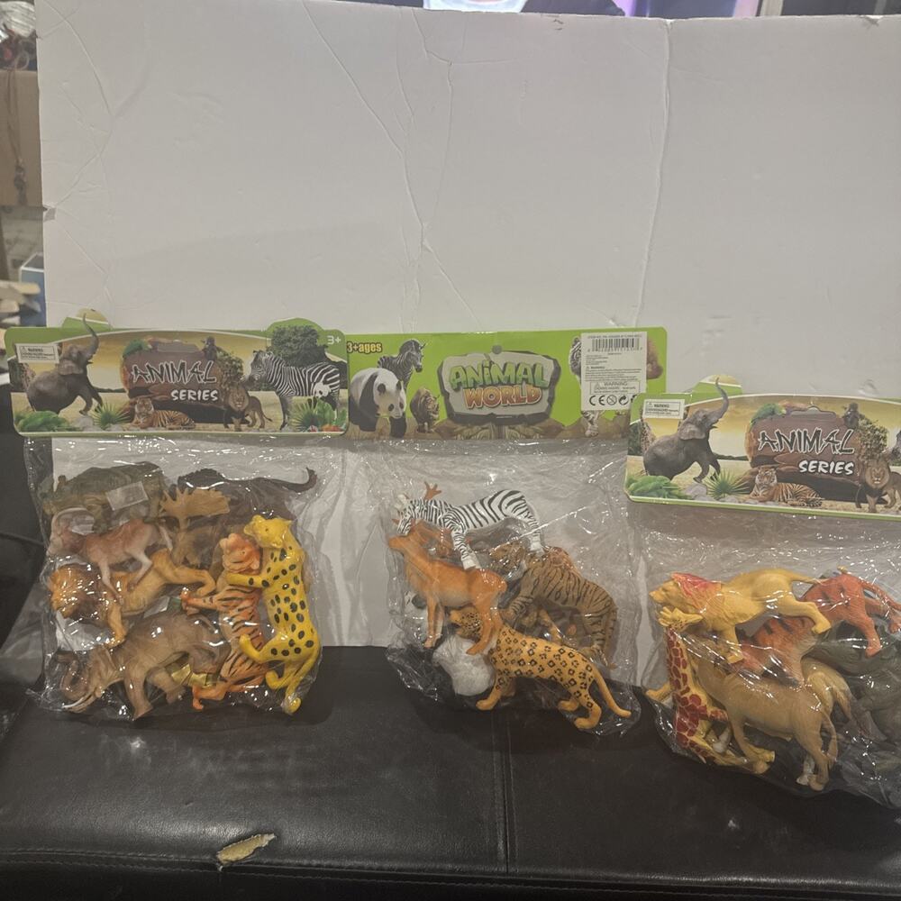 Lot of 3 Animal World Animal Series Safari Zoo Play Figure Sets Sealed Toys